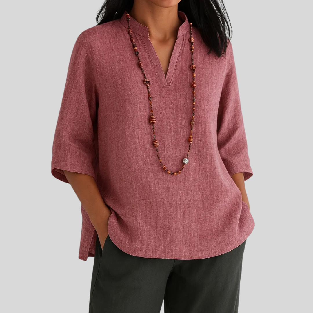 PAOLA – RELAXED SPLIT-NECK BLOUSE