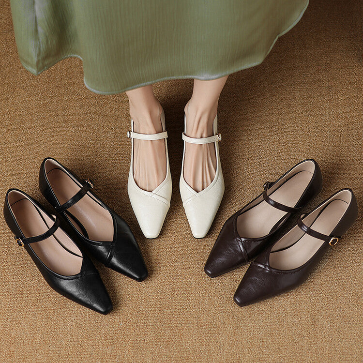 AVERY – POINTED TOE MARY JANE FLATS