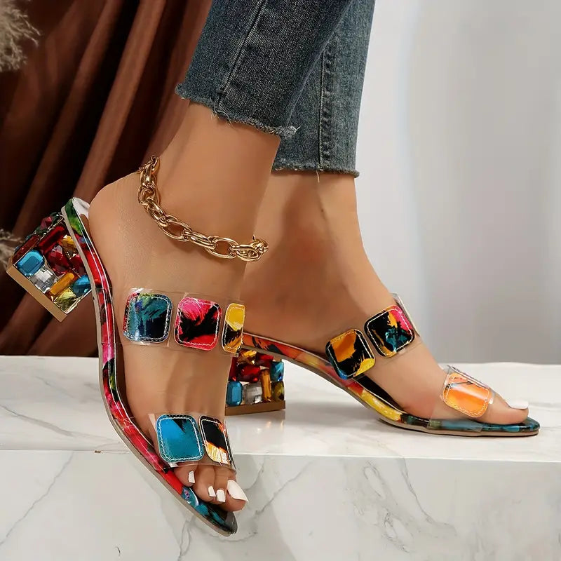 MAE – COLORFUL GEM BLOCK HEEL SANDALS